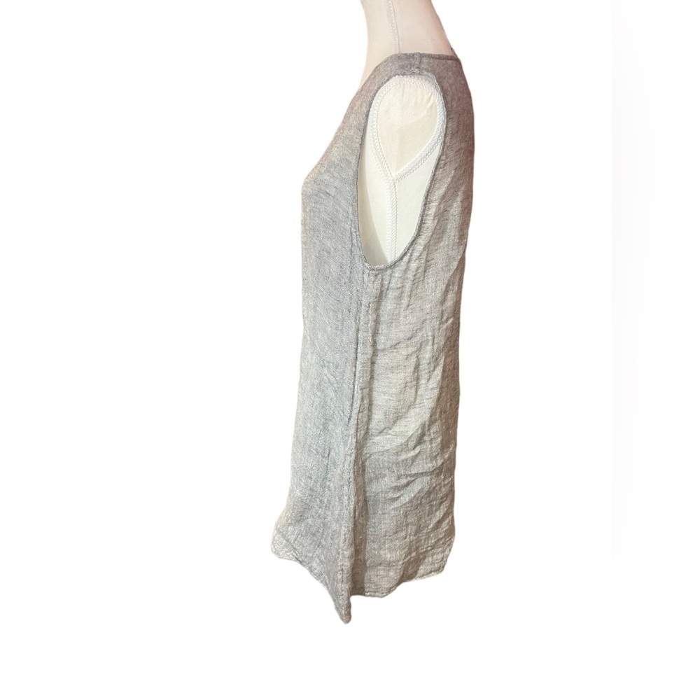 Flax mini dress Lithuanian linen minimalist grey neutral wardrobe staple - Picture 3 of 5